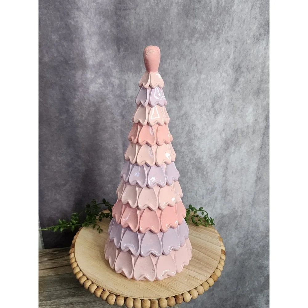 Valentines Day Pink Purple Hearts Decorative Tree‎ Resin 12